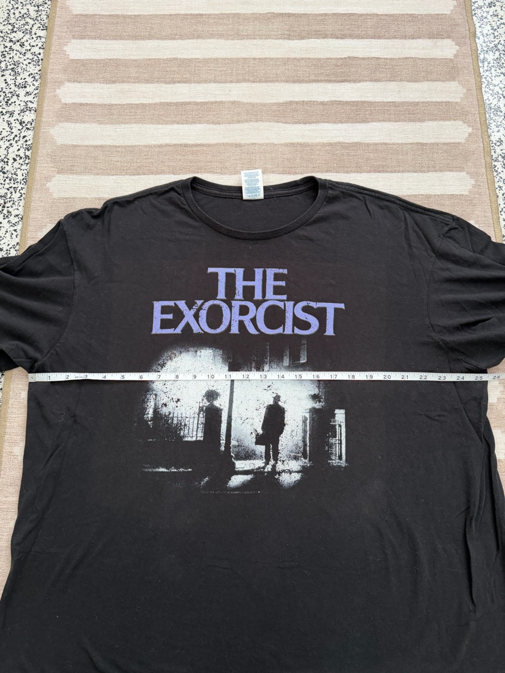 Y2K The Exorcist Horror Movie Graphic T-Shirt Boxy Black 2XL Delta Soft - Picture 4 of 6